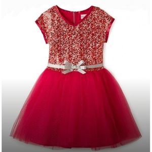 American Girl Decked Out Holiday red and gold dress sz 7